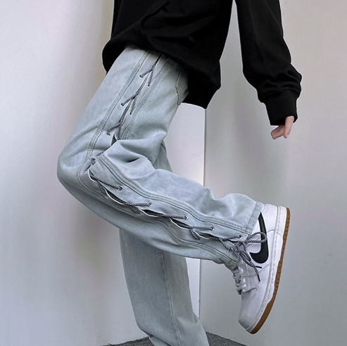 Niche Wide Leg American Jeans for Men in Hip Hop Style