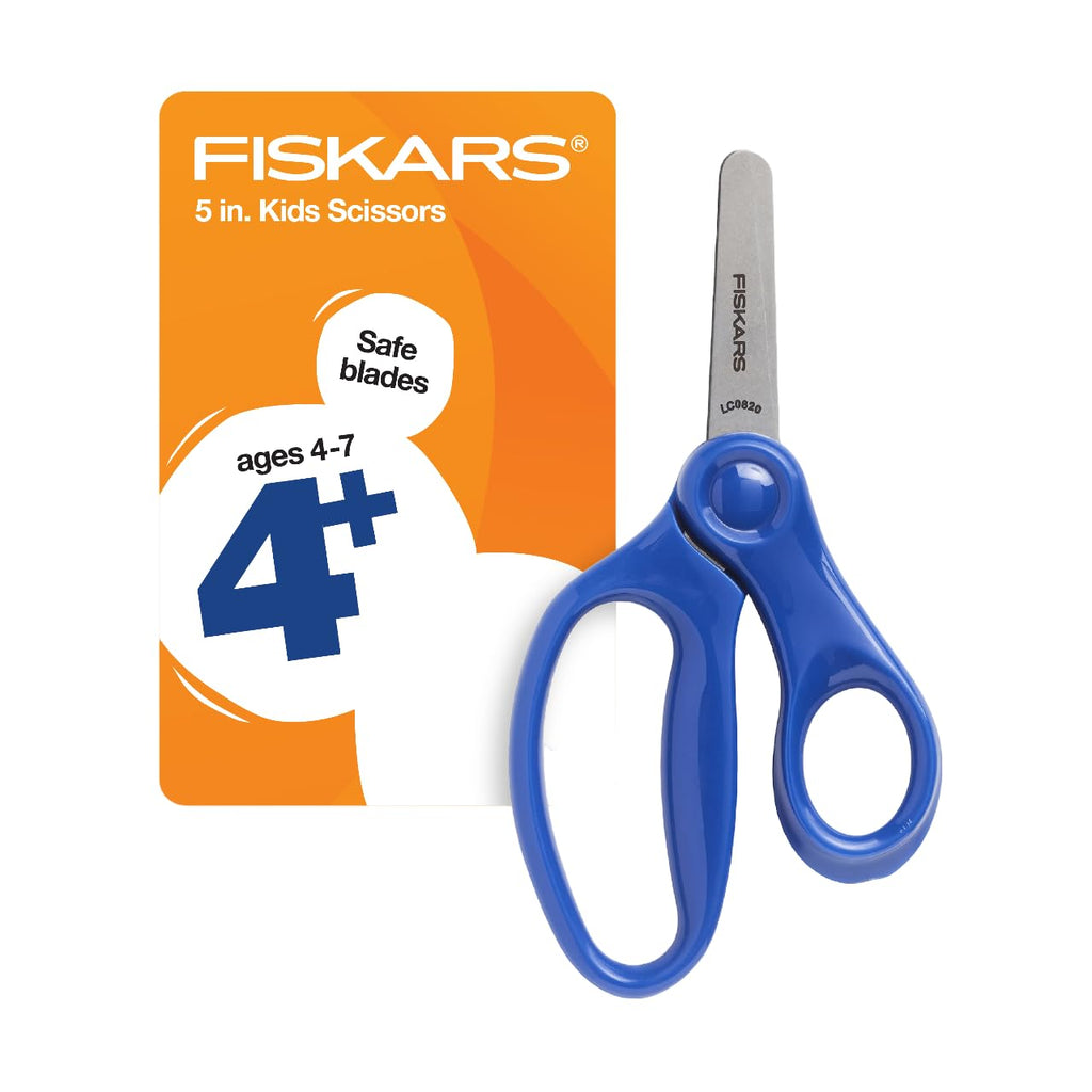 Fiskars 5" Blunt-Tip Scissors for Kids Ages 4-7 For School or Crafting Blue (Pack of 1)