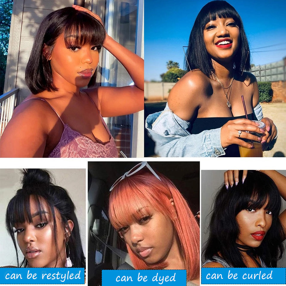 EASIHAIR Long Wine Red Gradient Fashion Wig with Bangs