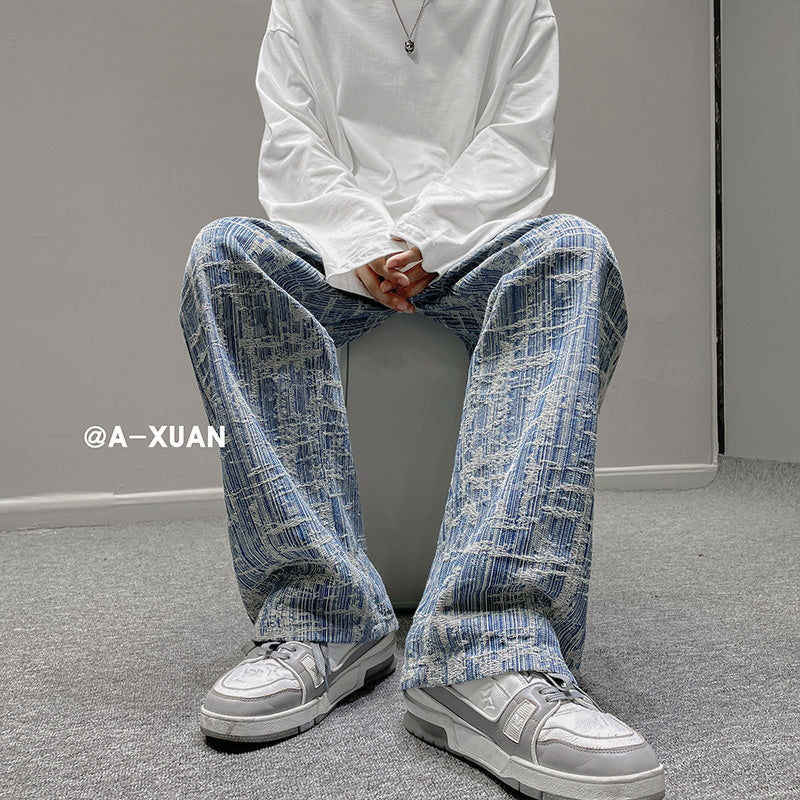 Embroidered Wide Leg Hip-Hop Jeans for Men