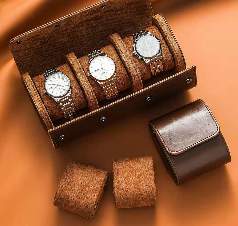 PU Leather 3-Slot Watch Storage Box
